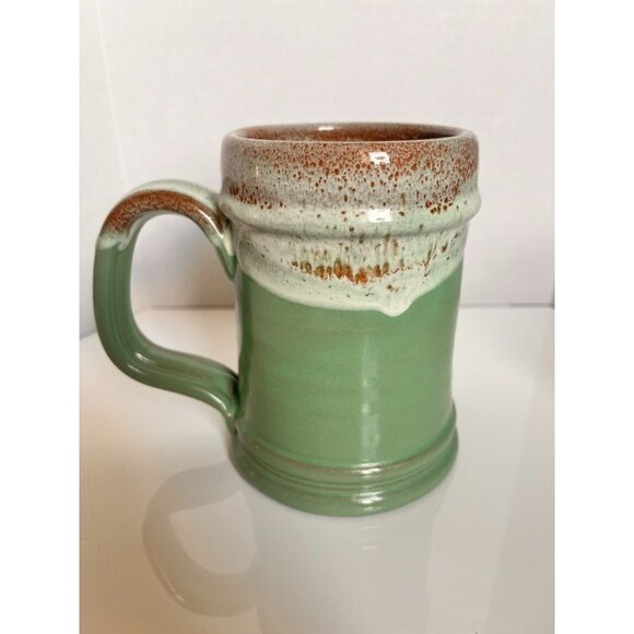 Deneen Pottery 12 0z Handmade Mug  "Milk Invaders From Chocolate Space" Green - Picture 2 of 4